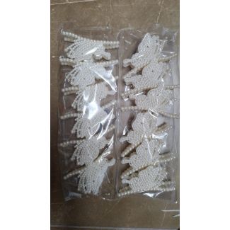 ملقط شعر شكل شكل فراشة لولو ابيض 29/7