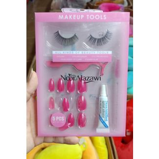 اظافر ملونة مع رموش -Hot Pink 