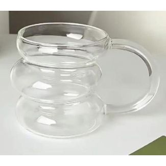 كاسة زجاج مع يد كبيرة تصميم حلزوني 25/19 
