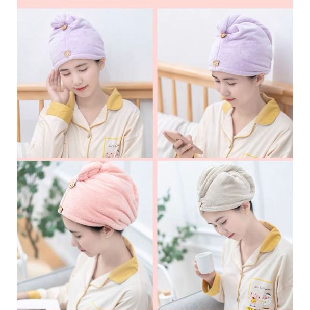 طاقية تنشيف شعر مايكروفايبر سادة  14/6