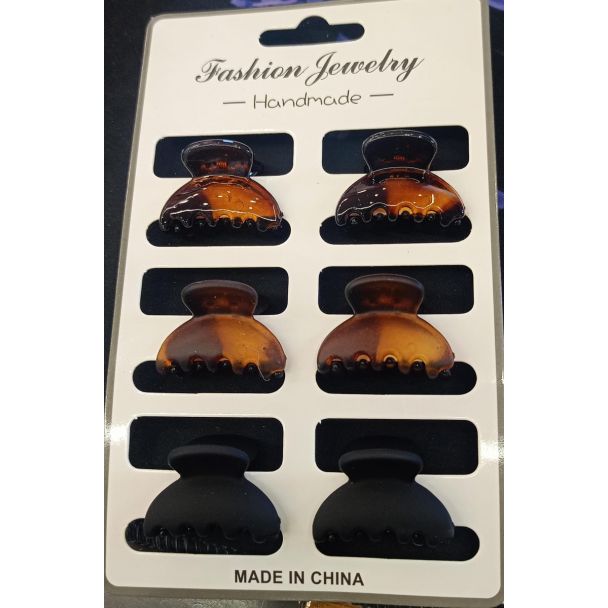 ملقط شعر 6 ملاقط 139/4  - اسود وبني - SET 14