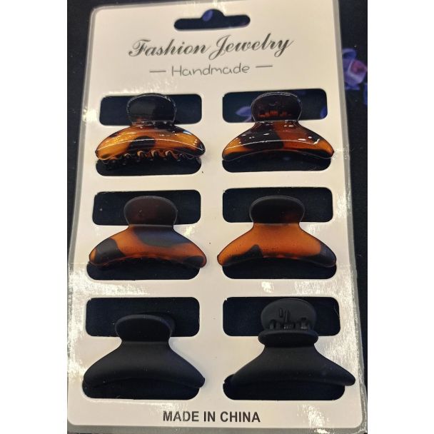 ملقط شعر 6 ملاقط 139/4  - اسود وبني - SET 13