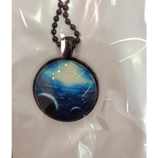 قلادة مستديرة مجرة ازرق (39/25) 