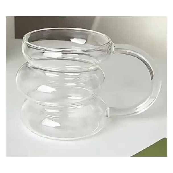 كاسة زجاج مع يد كبيرة تصميم حلزوني 25/19 